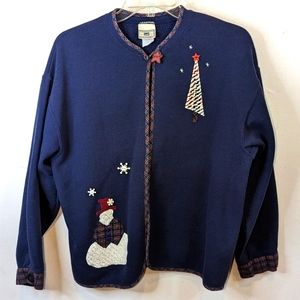 Vintage Lee Authentic Apparel Open Cardigan Christmas Sweater Single Button M